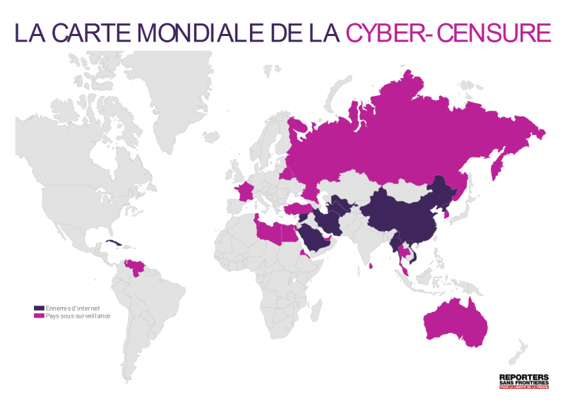 Carte Cyber-Censure Reporters Sans Frontières